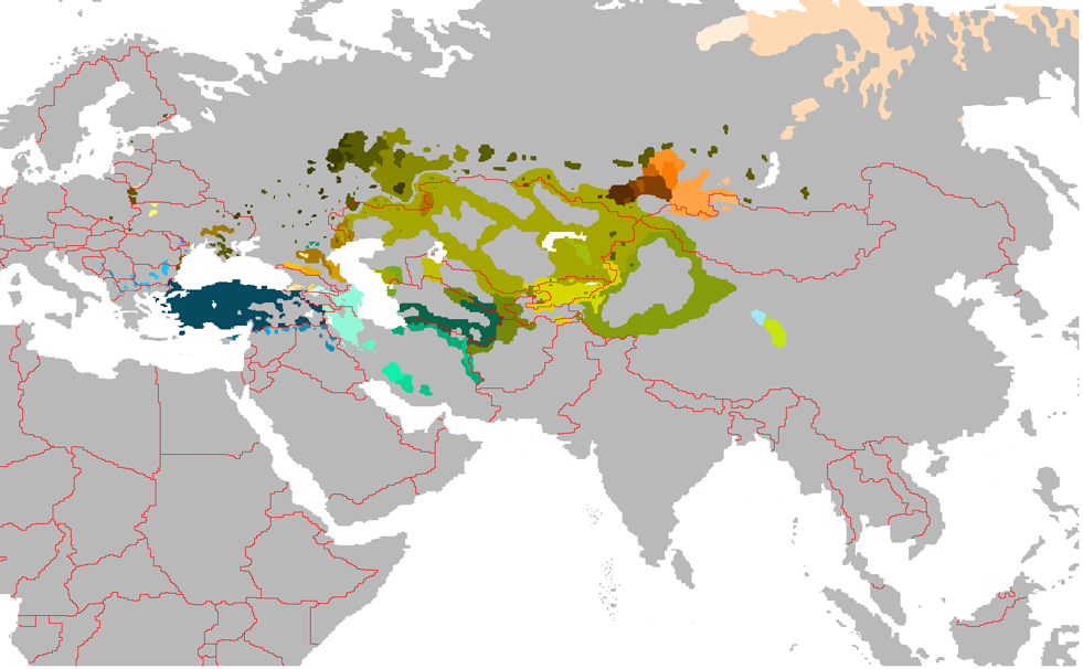 Тюркские языки карта