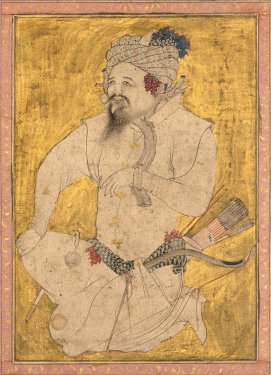 Murad Akkuyunli taken prisoner by Shah Ismail  Herat school  attrib. to Bihzad 1502 (gold version).jpg